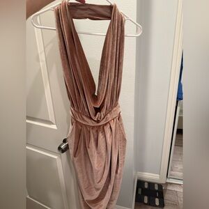 Elegant Blush Pink Draped Dress